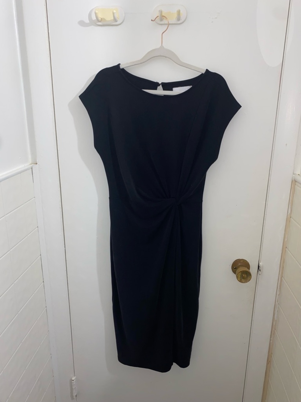 Nordstrom Black Twist-Detail Midi Sheath Dress